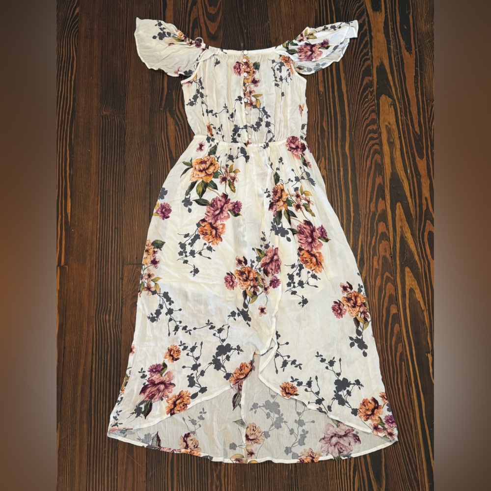 One Clothing Floral Print Dress - Cream and Purple